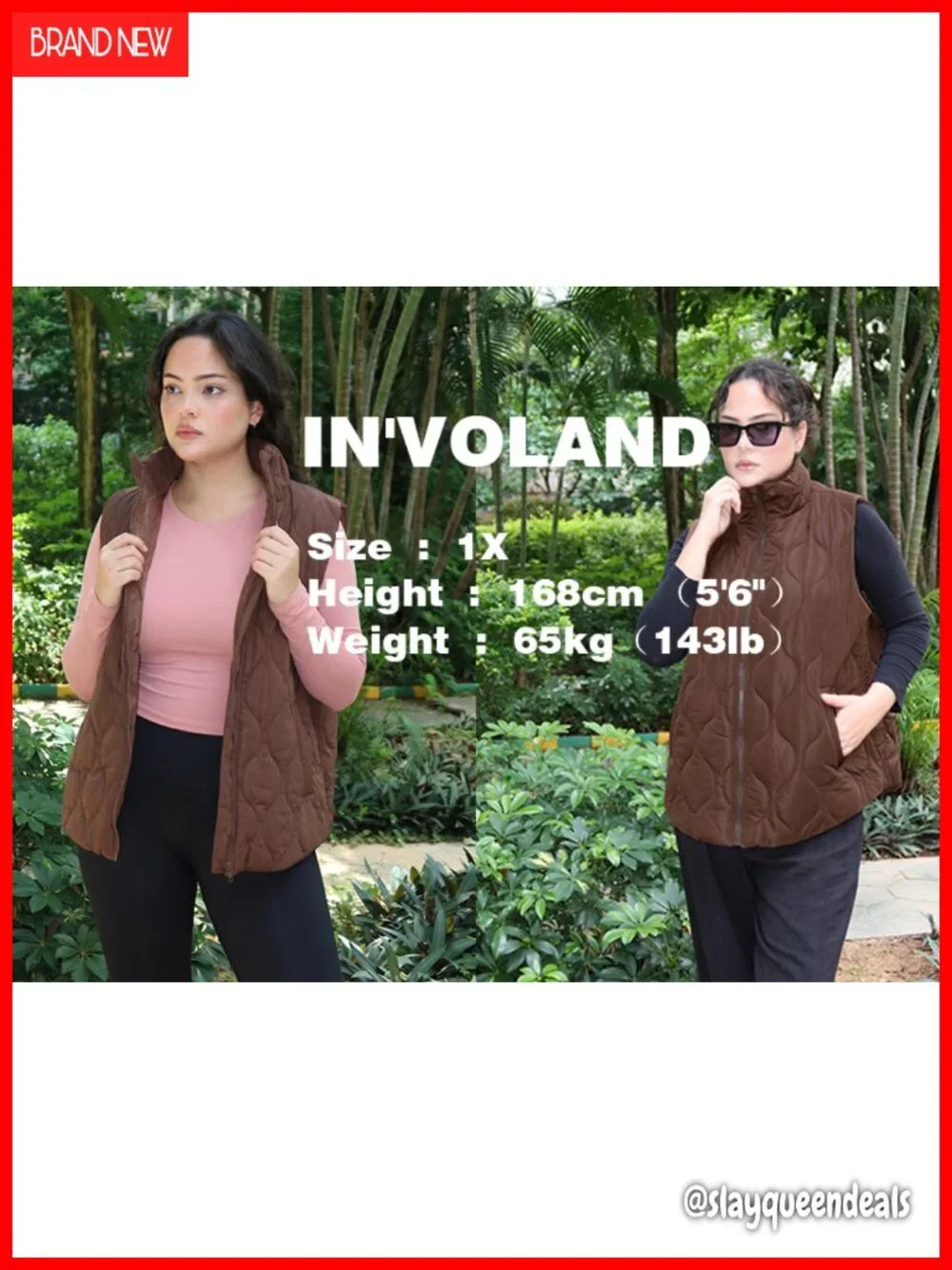 Plus Size Puffer Vest Quilted Jacket with Pockets Stand Collar Zip Up